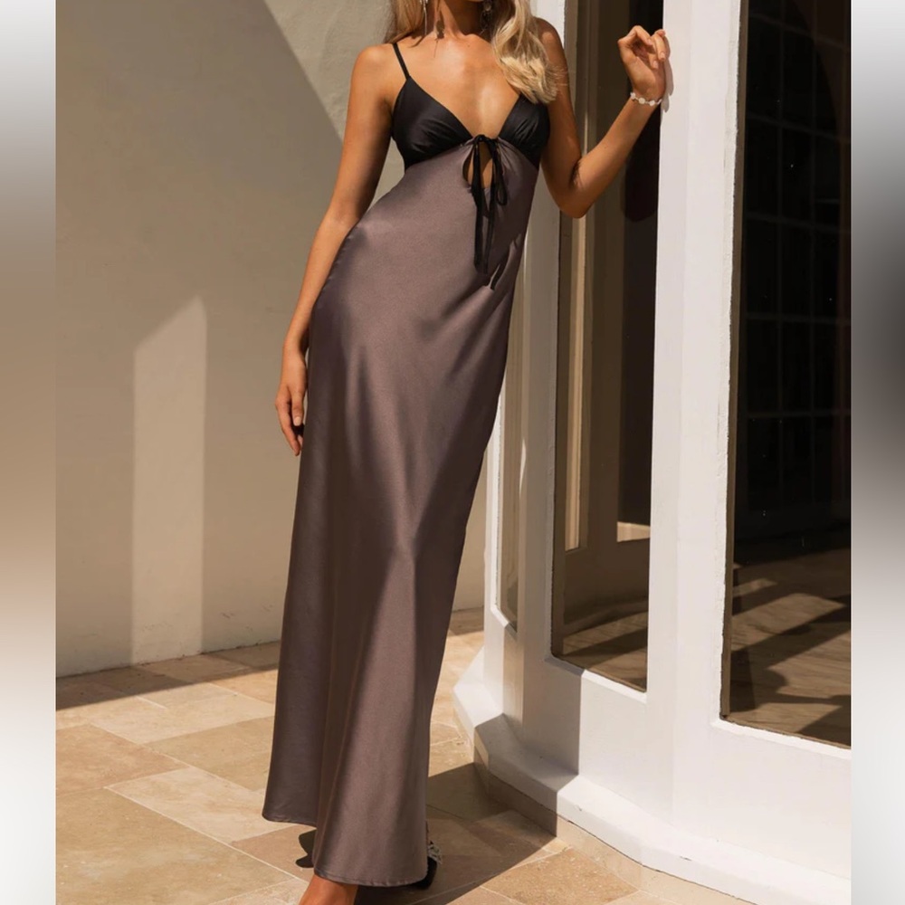 Brown and Black silk dress